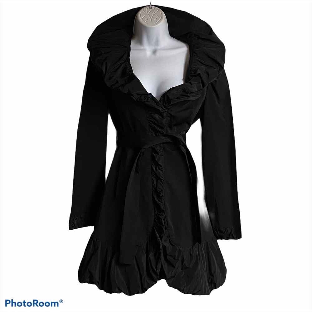Blanc Noir Black Ruffle Princess Jacket With Belt